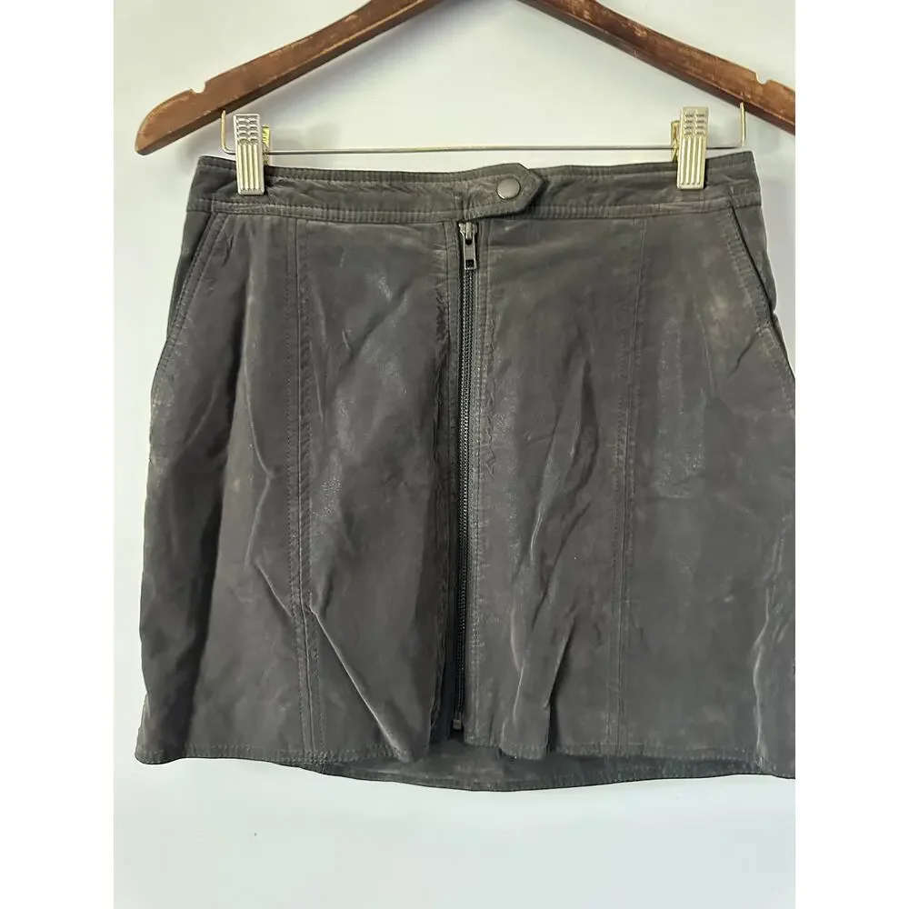 Free People Get Into the Grove Faux Suede Gray Mini Skirt size 6